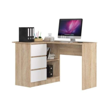 AKORD Furniture Factory Sarok Íróasztal P77_124,5 - sonoma-fehér íróasztal
