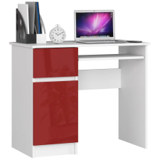 Akord Furniture Íróasztal - Akord Furniture - 90 cm - fehér / magasfényű bordó (bal) íróasztal