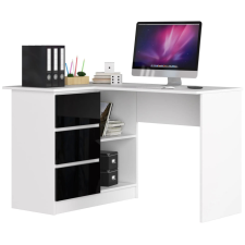 Akord Furniture Sarok íróasztal - Akord Furniture - 124 cm - fehér / magasfényű fekete (bal) íróasztal