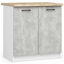 Akord OLIWIA S80 Konyhaszekrény 80x85x46 - Fehér/Beton, Laminált Felület, Mat Fiókok, Összeszerelhető bútor