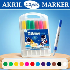  Akril festékfilctoll készlet hordozható tárolóban-12db filctoll, marker