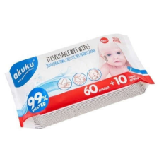  Akuku vizes nedves törlőkendő - 60 db + 10 db grátisz törlőkendő