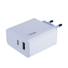 Akyga AK-CH-14 Hálózati USB-C + USB-A töltő - Fehér (45W) mobiltelefon kellék