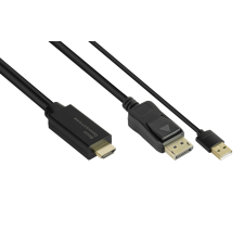 Alcasa HDMI-DP020 2 M HDMI A-típus (Standard) DisplayPort Fekete kábel és adapter