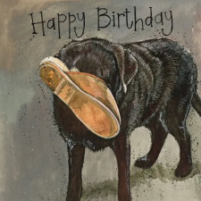 Alex Clark Képeslap Alex Clark borítékkal, 14x14 cm, Labrador papuccsal HBD party kellék