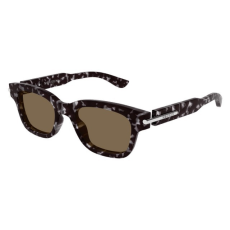 Alexander McQueen AM0497S 002 SHINY GREY DARK HAVANA BROWN napszemüveg