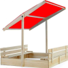 Alfaomega Fa Homokozó Napellenzős Impregnált 120 cm X 120 cm Piros