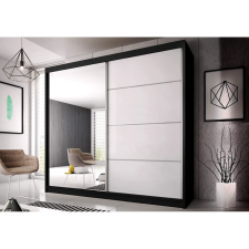 Alfaomega Firenze183 M35 magasfényű ajtó, matt vázas gardróbszekrény fekete-fehér bútor