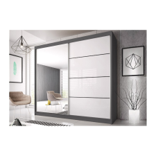 Alfaomega Firenze203 M35 magasfényű ajtó, matt vázas gardróbszekrény grafit-fehér bútor