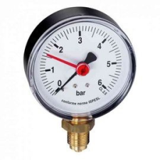 ALIGVAROM Manometer nyomásmérő óra 1/4&quot; alsó rögzítés 0-6 bar, változást rögzítő mutatóval hűtés, fűtés szerelvény