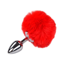 Alive Anal Pleasure - kicsi anál plug nyuszifarokkal (ezüst-piros) anál