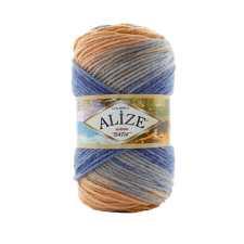 Alize BURCUM BATIK - Narancs-kék-barna melír - 7914 rövidáru