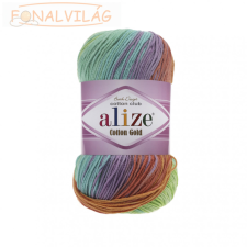 Alize COTTON GOLD BATIK - Narancs-türkisz-zöld melír (4530) rövidáru