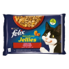  Állateledel alutasakos FELIX Sensations Jellies macskáknak 4-pack házias marha-csirke válogatás aszpikban 4x85g