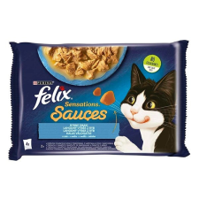  Állateledel alutasakos FELIX Sensations Sauces macskáknak 4-pack halas tőkehal-szardínia válogatás szószban 4x85g macskaeledel