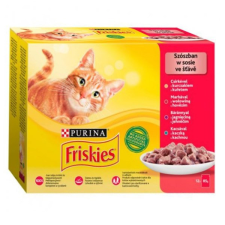  Állateledel alutasakos PURINA Friskies macskáknak csirke-marha-bárány-kacsa 12x85g macskaeledel