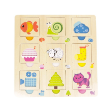  Állatok fa keretes 9 darabos puzzle puzzle, kirakós