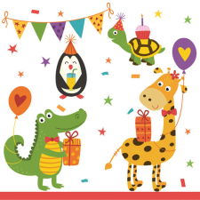 Állatos Cute Party szalvéta 20 db-os 33x33 cm party kellék