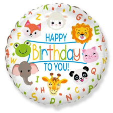  Állatos Happy Birthday Animals fólia lufi 46 cm (WP) party kellék