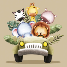 Állatos Safari in the Jeep szalvéta 20 db-os 33x33 cm party kellék