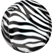 Állatos Zebra mintás Gömb fólia lufi 40 cm party kellék