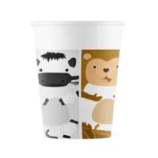  Állatos Zoo papír pohár 8 db-os 200 ml FSC party kellék
