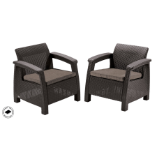 Allibert CORFU DUO polyrattan kerti fotelek, 2db - barna kerti bútor