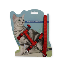  Állítható macskahám pórázzal - piros nyakörv, póráz, hám macskáknak