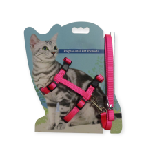  Állítható macskahám pórázzal - rózsaszín nyakörv, póráz, hám macskáknak