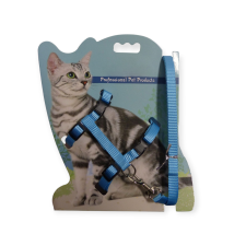  Állítható macskahám pórázzal - világoskék nyakörv, póráz, hám macskáknak