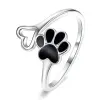  Állítható S925 Ezüst Gyűrű Kutya Tappancs És Szív Formákkal