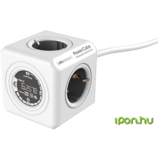 Allocacoc PowerCube 4 aljzat elosztó Monitorral 1.5m fehér-szürke hosszabbító, elosztó