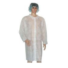 Alpha Látogató köpeny egyszerhasználatos PP zipzáros fehér 110x75cm, 42g, XL munkaruha