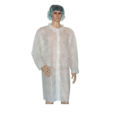Alpha Látogató köpeny egyszerhasználatos PP zipzáros fehér 115x80cm, 24g, XXL