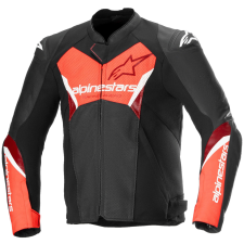Alpinestars Faster 3 Airflow motoros bőrkabát fekete-fluo piros motoros kabát