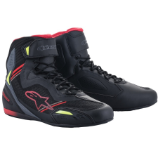 Alpinestars Faster-3 Rideknit motoros csizma fekete-piros-fluo sárga-szürke motoros csizma