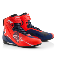 Alpinestars Faster-4 motoros csizma MM93 kollekció fluo piros-kék-fehér motoros csizma