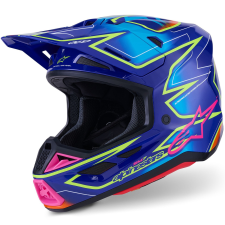 Alpinestars SM7 Cast motokrossz bukósisak kék-rózsaszín-fluo sárga bukósisak