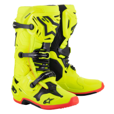 Alpinestars Tech 10 2024 motoros csizma sárga fluo-fekete-piros fluo motoros csizma