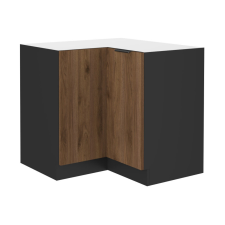  Alsó sarokszekrény, okapi dió/fekete, MENZO 90x90 DN 2F BB bútor