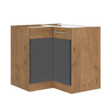  Alsó sarokszekrény, szürke matt/tölgy lancelot, VEGA 90x90 DN 1F BB bútor
