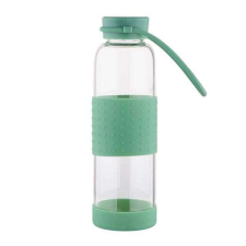 Altom borosilicate üvegpalack / kulacs szilikon borítással - 550 ml - zöld kulacs, kulacstartó