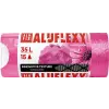 ALUFIX Szemeteszsák, zárószalagos, LDPE, illatosított, 35 l, 15 db, 53x53 cm, 20 µ, ALUFIX "Aluflexy", rózsaszín