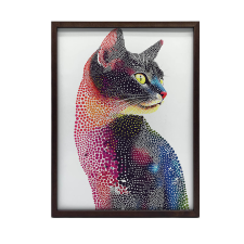  ALUMÍN KERETES FALI PLAKÁT SZÍNES MOZAIK MACSKA 60x90 CM grafika, keretezett kép