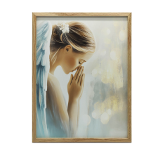 ALUMÍNIUM KERETES FALI PLAKÁT ANGYAL GOLDEN LIGHT 70x100 CM grafika, keretezett kép
