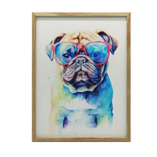  ALUMÍNIUM KERETES FALI PLAKÁT FUNNY PUG 60x90 CM grafika, keretezett kép