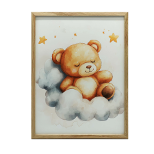 ALUMÍNIUM KERETES FALI PLAKÁT MEDVE A FELHŐBEN 40x50 CM grafika, keretezett kép
