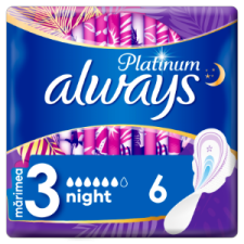 Always Platinum Night (3-Es Méret) Szárnyas Egészségügyi Betét, 6 db intim higiénia