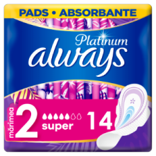 Always Platinum Super (2-Es Méret) Szárnyas Egészségügyi Betét, 14 db intim higiénia