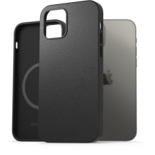 AlzaGuard Genuine Leather iPhone 12/12 Pro Magsafe fekete tok (AGD-GLCM0001B) tok és táska